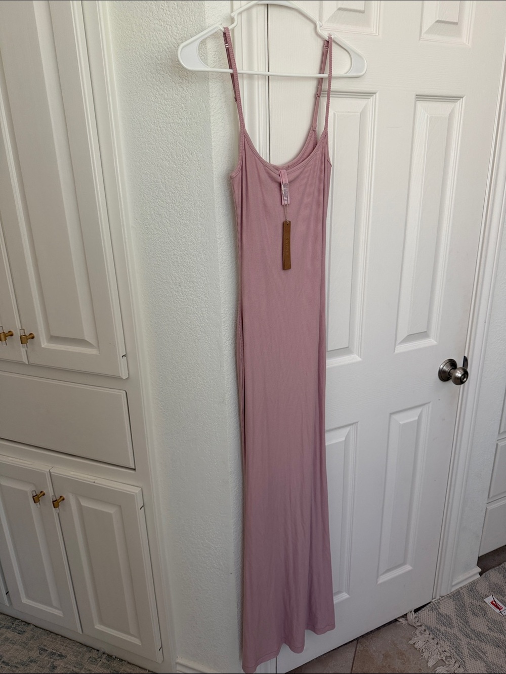 NWT SKIMS Morganite Cotton Rib Maxi Slip Dress